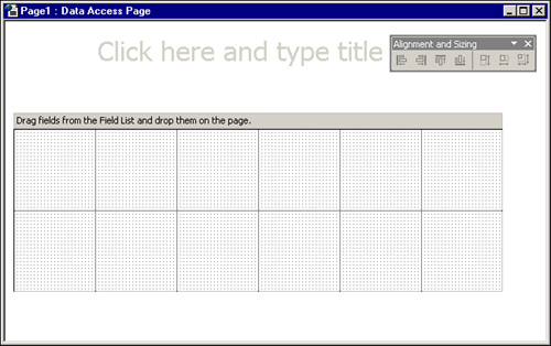 When the Create Data Access Page in Design View option is used, a blank data access page appears.