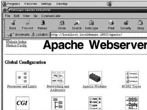 Webmin Apache main configuration screen