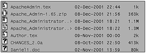 Directory listing with truncated filenames