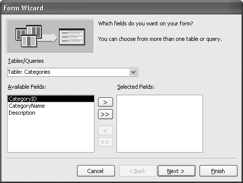 Creating a Form by Using a Wizard