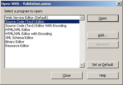 Viewing the Validation.asmx File