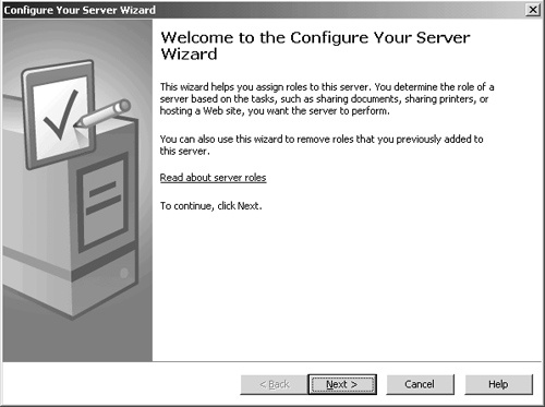 Welcome To The Configure Your Server Wizard page.