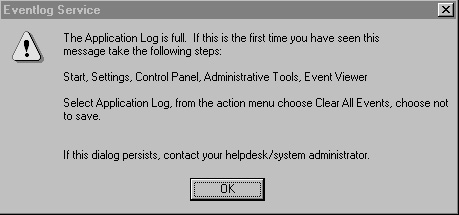 An error message indicating that the Event Viewer is full.