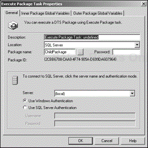 The Execute Package Task Properties dialog box.