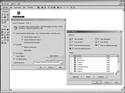 The Copy tab and the Select Objects dialog box.