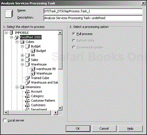The Analysis Services Processing Task dialog box.