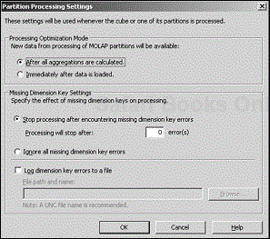 The Cube/Partition Settings dialog box.