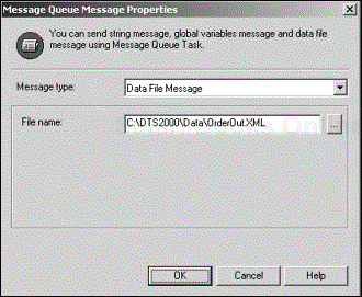 Adding a data file message to the Message Queue Task Message.