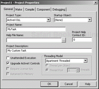 The Project Properties dialog box.