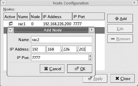 Node Configuration and Add Node screens