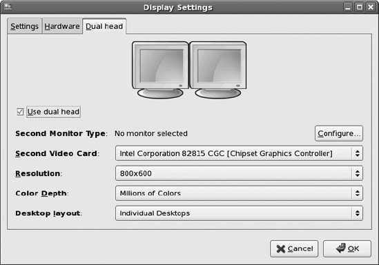 Dual-head display settings