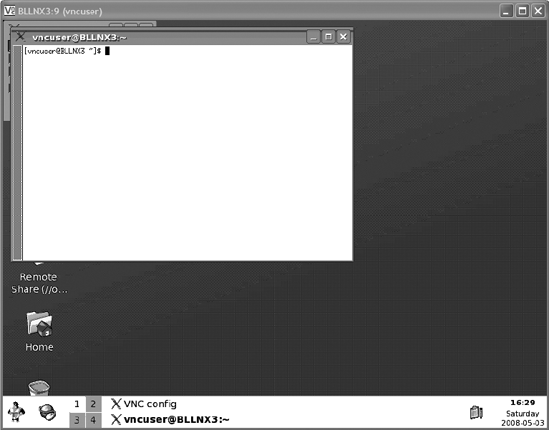 VNC viewer screen display