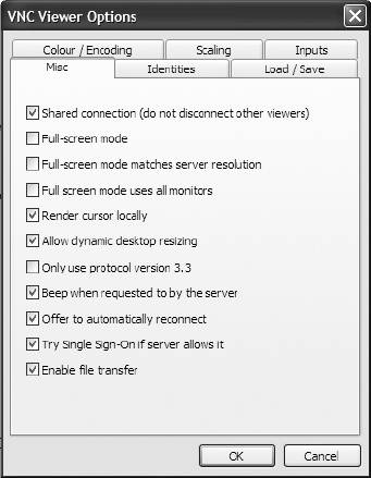 VNC viewer miscellaneous options