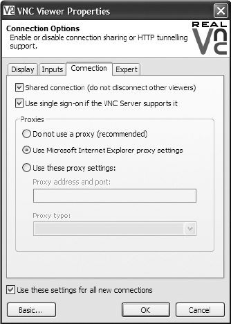 VNC proxy server configuration