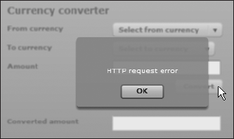 Displaying an error in the web service request