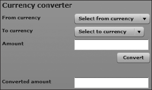 The Currency Converter application interface