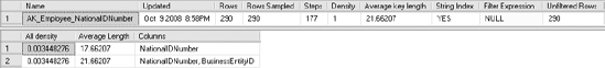 DBCC SHOW_STATISTICS output for a covering index using INCLUDE