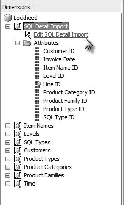 Opening the Dimension Editor from the Cube Editor