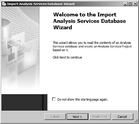 Importing an Analysis Services database into a new project