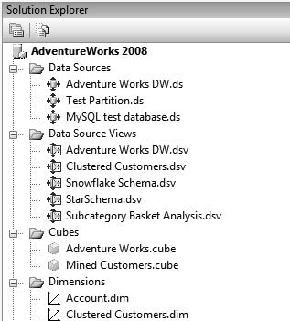 Data sources in the Solution Explorer in BIDS