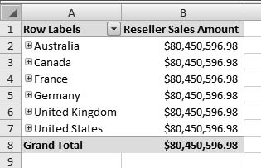 The finished report in Excel