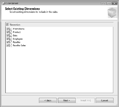 Selecting dimensions