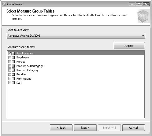 Selecting tables that contain measures