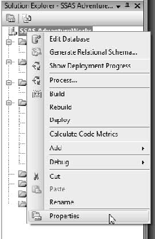 Opening the project properties