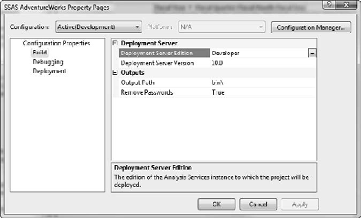 The project properties dialog box