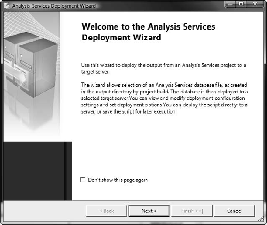 The welcome screen for the Deployment Wizard