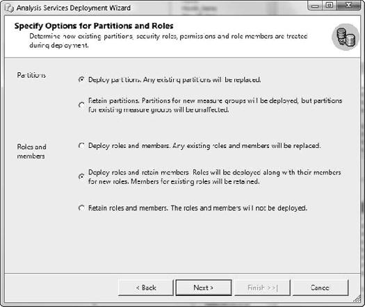 Role and partition options