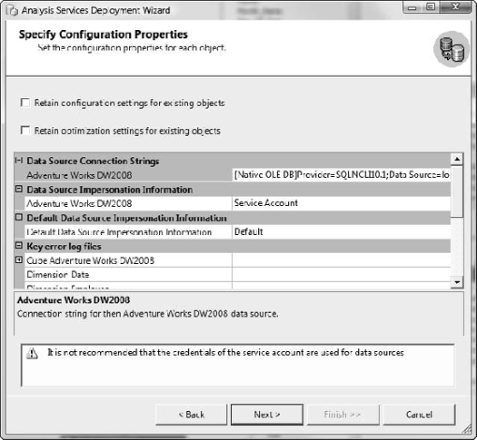 Database object properties