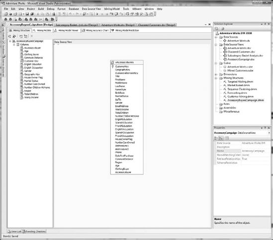 The Mining Structure tab