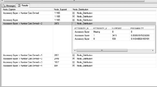 The results of executing the DMX, with a Node_Distribution column expanded