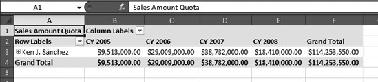 The resulting pivot table