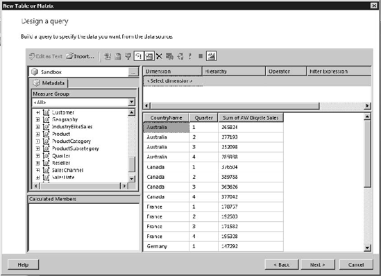 PowerPivot data loaded into Report Builder