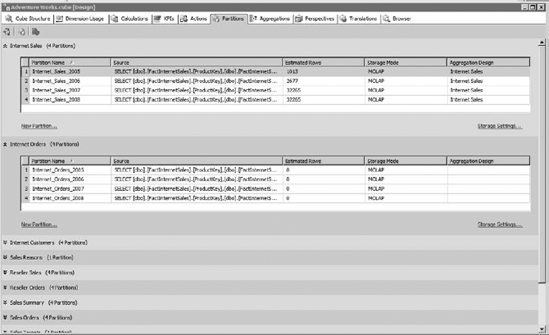 The Partitions tab in BIDS