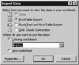 Inserting the PivotTable and PivotChart