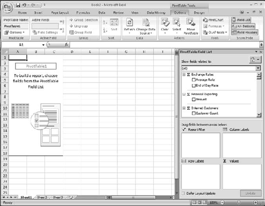 Excel with a pivot table embedded