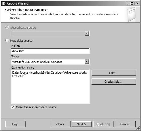 Configuring the report data source