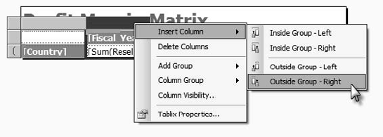 Adding a column to the tablix