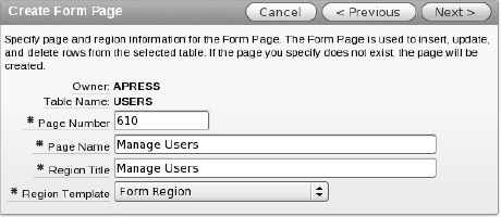Defining the name on the Manage User form