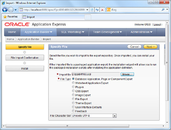 Importing an SQL file