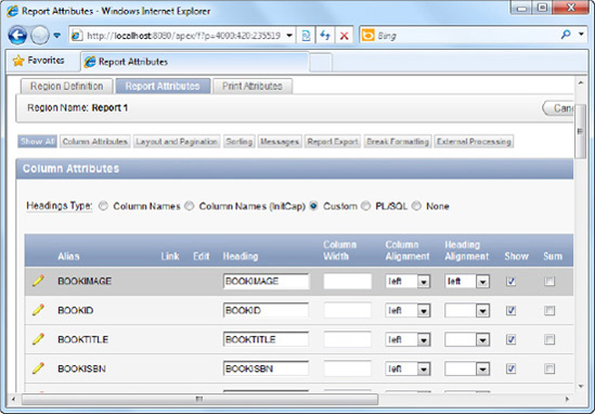 Shifting the viewing order of the BOOKIMAGE column