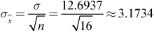 Sampling distribution for samples of size n = 16.