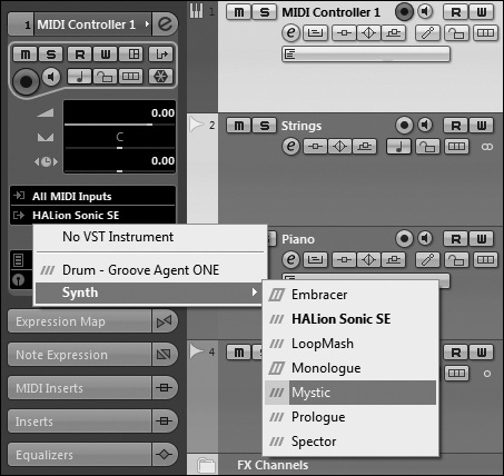 Accessing the MIDI port settings.