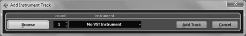 The Add Instrument Track dialog box.