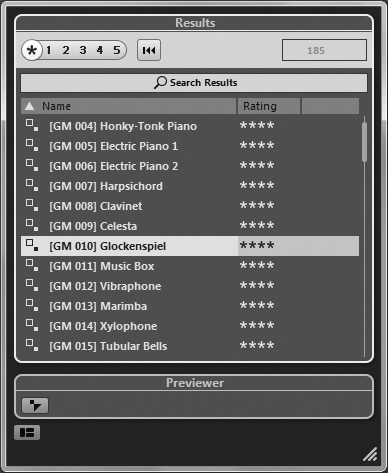 The list of presets available for the HALion Sonic SE virtual instrument included with Cubase 6.