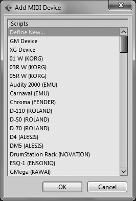 The Add MIDI Device dialog box.