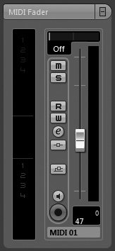 The MIDI Fader section in the Inspector area.